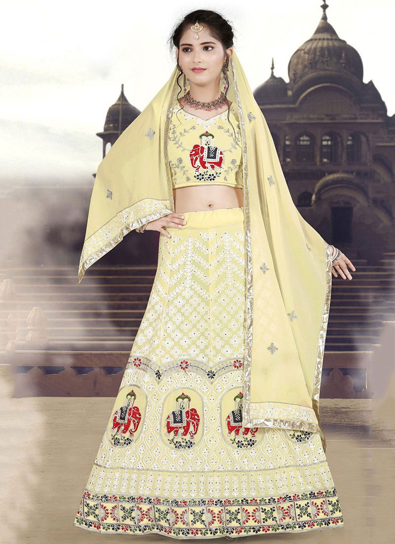 Light Yellow Colour Aaradhna vol 11 Fancy Wedding Wear Faux Georgette Kids wear Latest Lehenga Choli Collection Aaradhna153